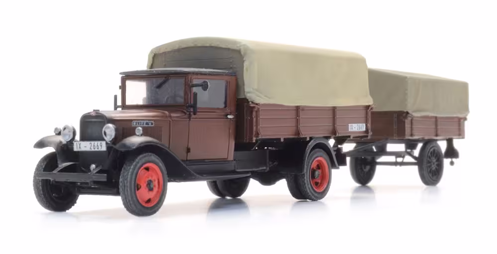 Opel Blitz 6 Pritschenwagen und Anhänger mit Plane Modell von Artitec 1:87 eilbote-onlineshop - Agrarfox