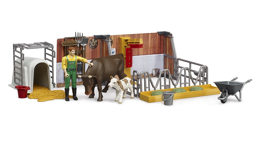 bworld Kuh- und Kälberstall mit Landwirt