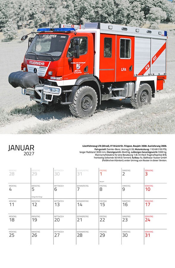 Feuerwehr Eintragkalender 2027