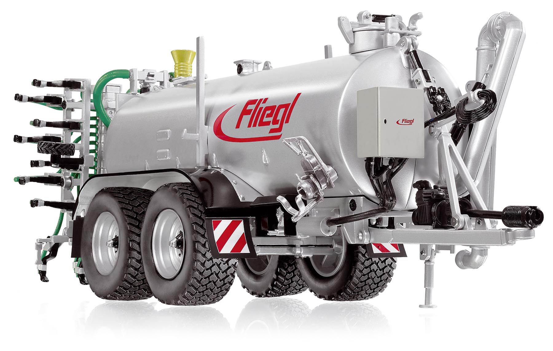 Fliegl Güllefass VFW 18.000 L Profiline Tandem mit Güllegrubber GUG 6 m Modell von Wiking 1:32