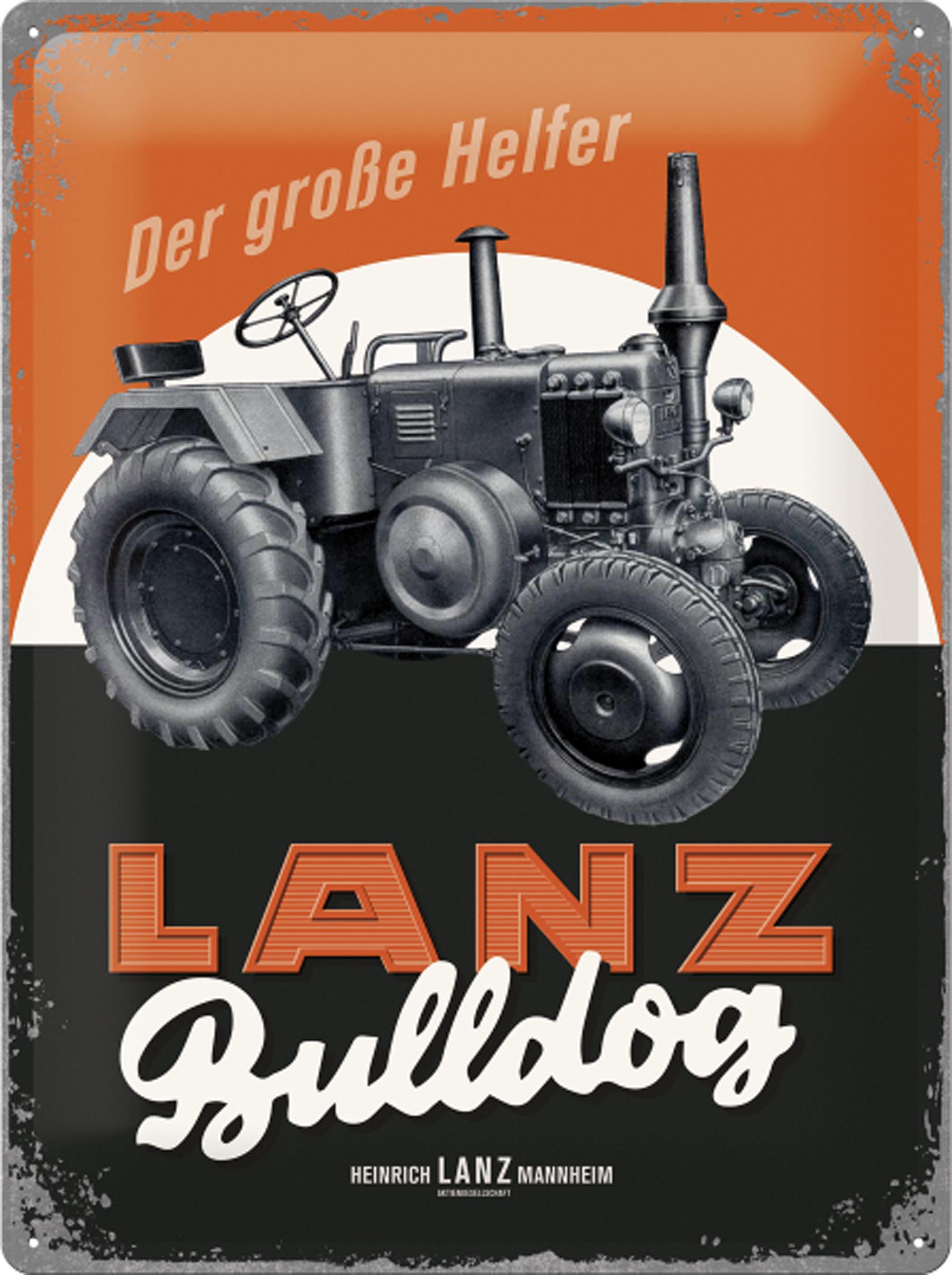 Blechschild Lanz Bulldog Der große Helfer 30 x 40 cm