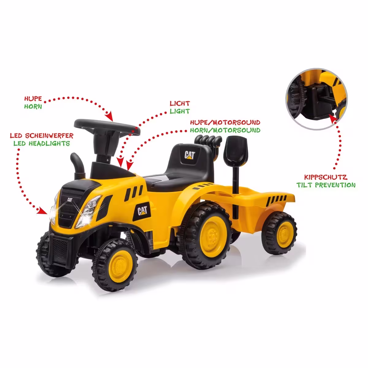 Caterpillar Traktor mit Anhänger gelb 2in1 Rutscher eilbote-onlineshop - Agrarfox