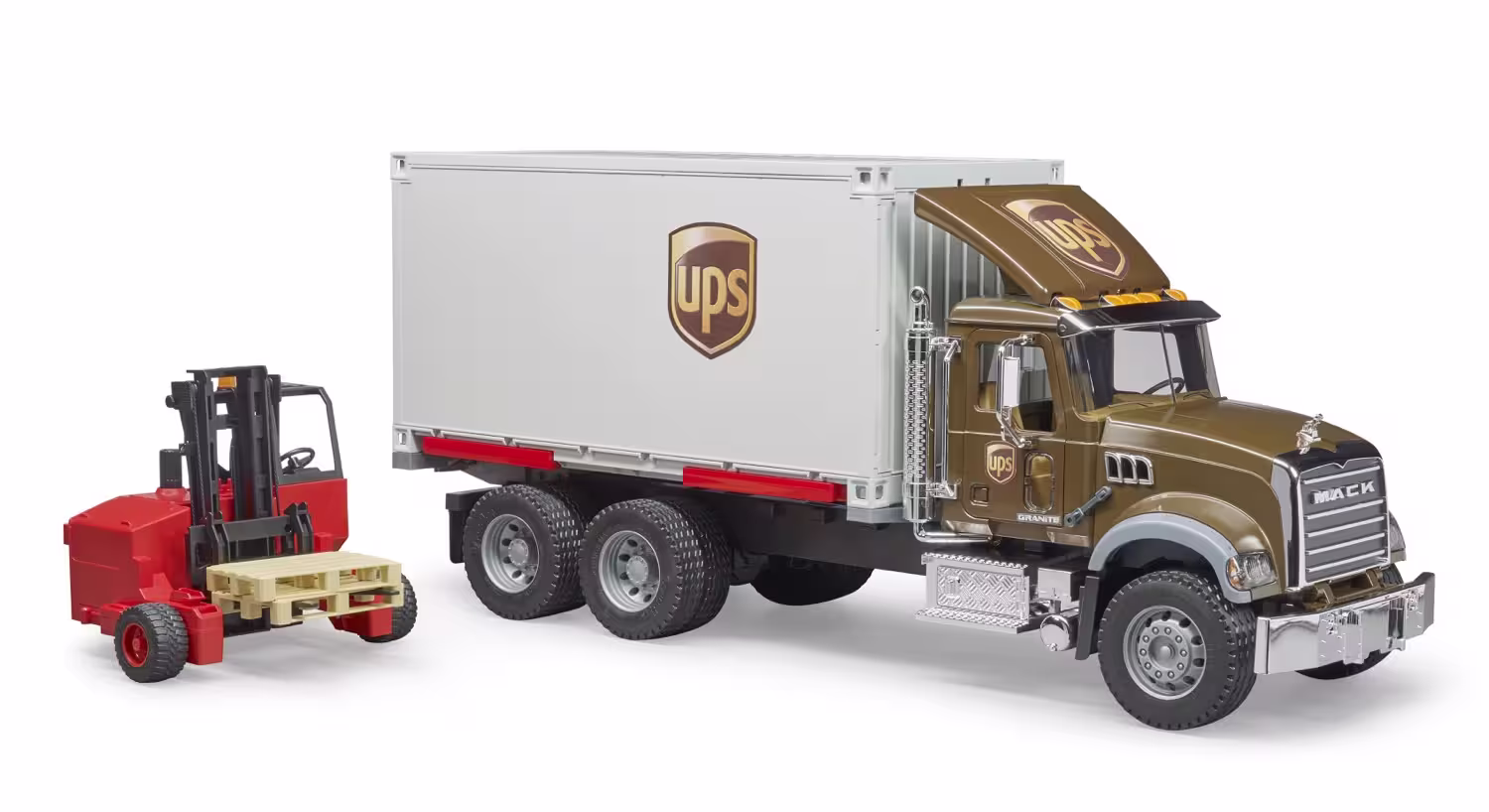 MACK Granite UPS Logistik-LKW mit Mitnahmestapler eilbote-onlineshop - Agrarfox