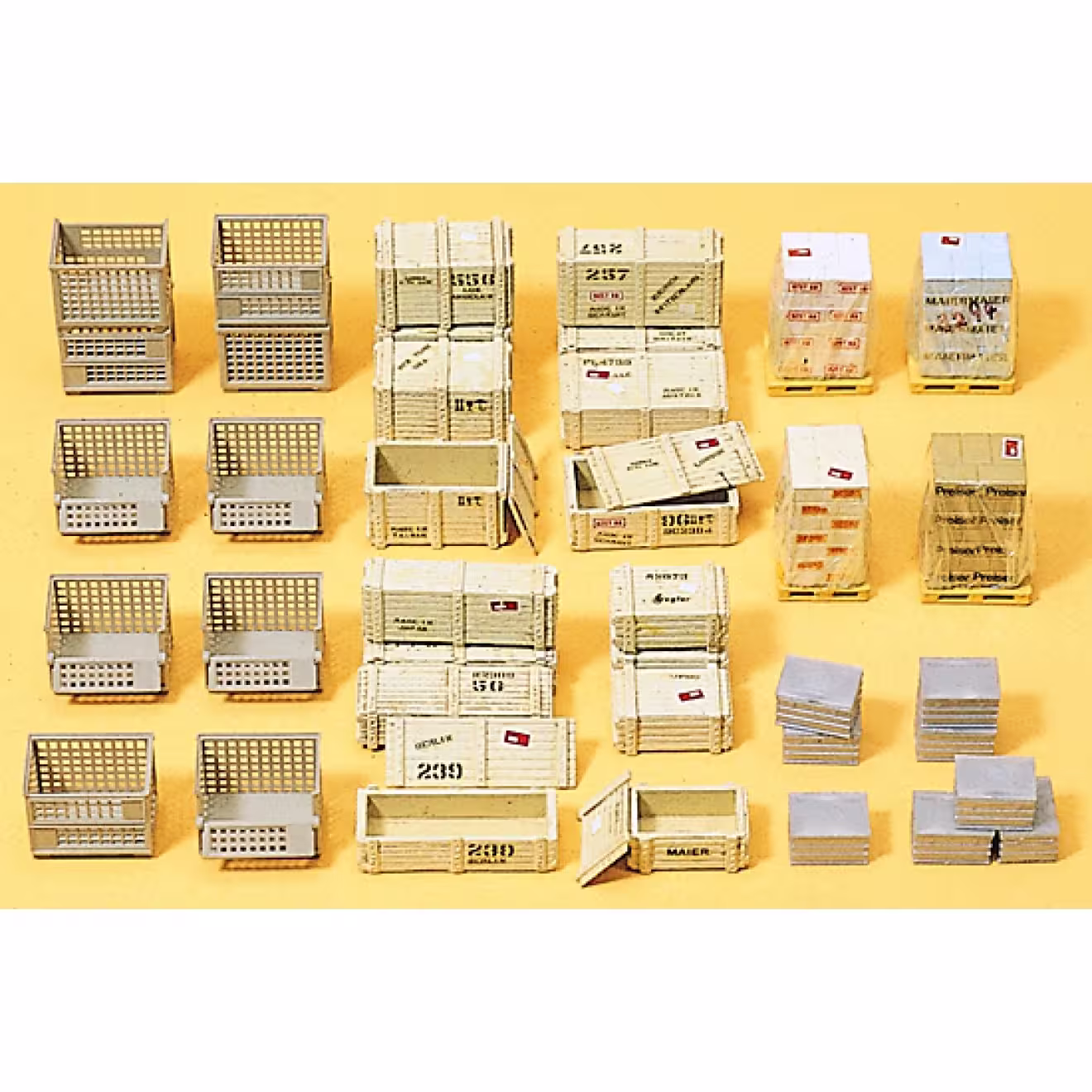 Gitterboxpaletten und anderes Ladegut Bausatz Modell von Preiser 1:87 eilbote-onlineshop - Agrarfox