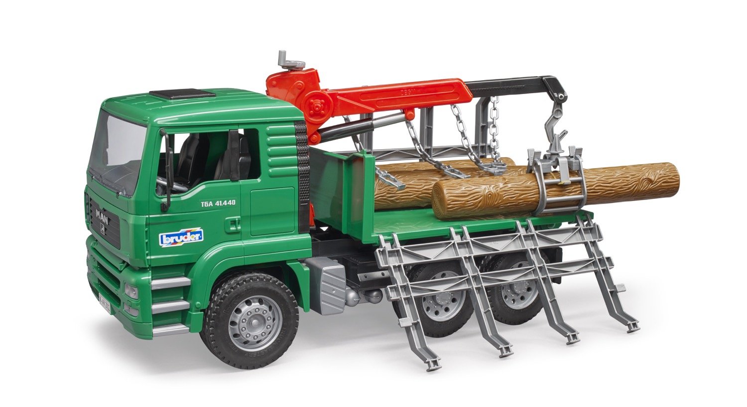MAN Holztransport-LKW mit Ladekran und 3 Baumstämmen
