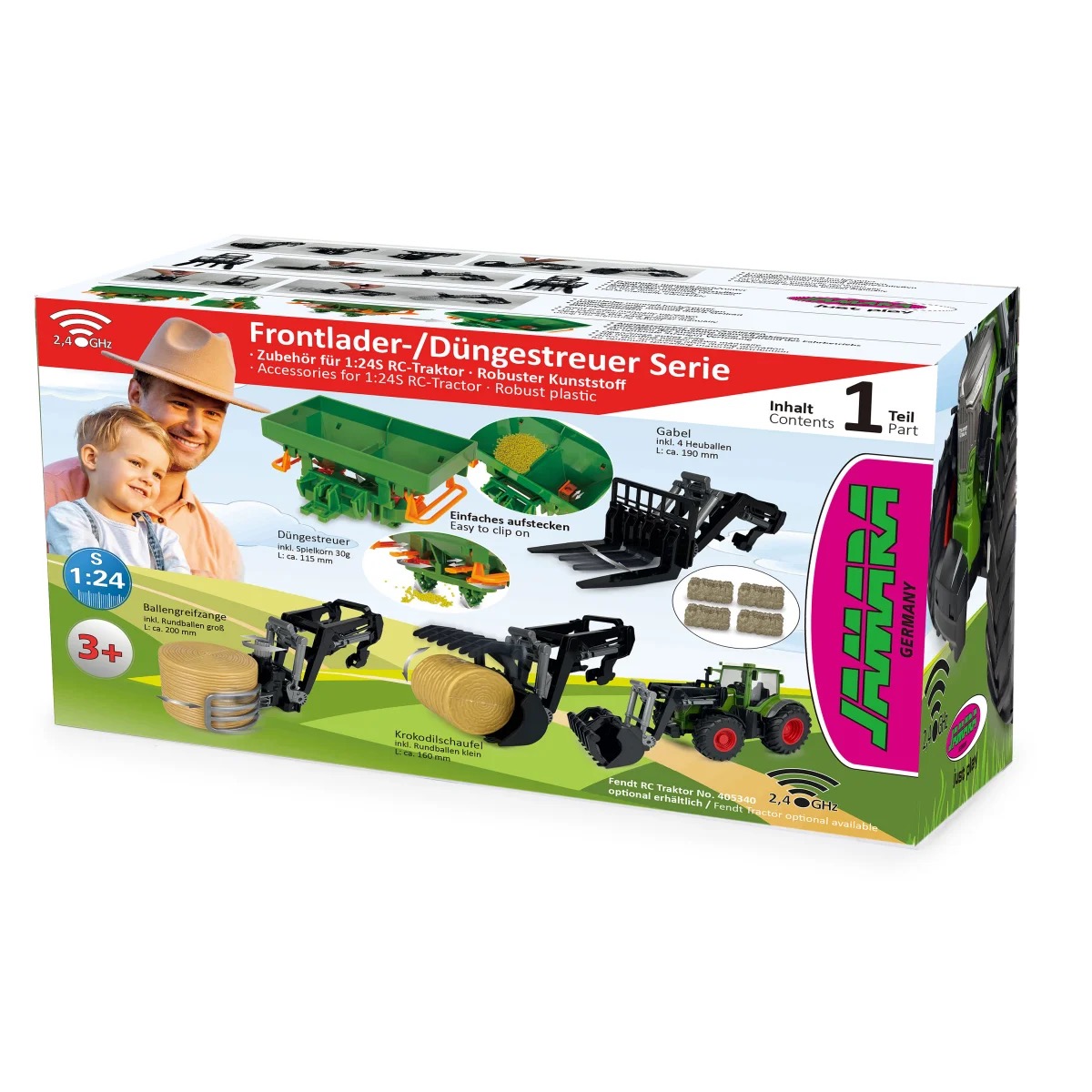 Frontlader mit Ballengreifzange inkl. Rundballen groß für RC-Traktor 1:24S