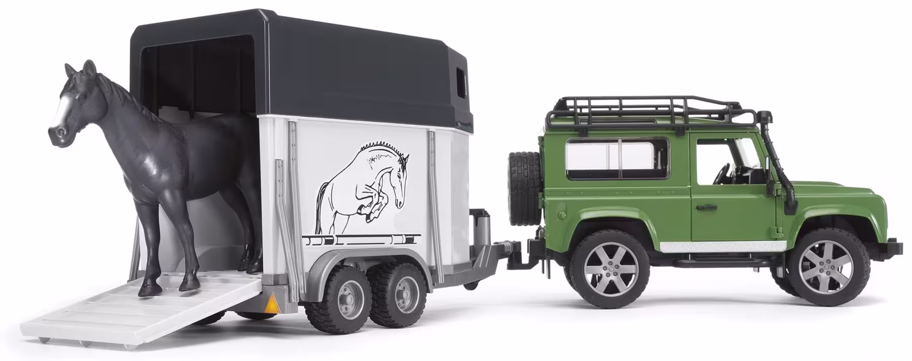 Land Rover Defender mit Pferdeanhänger inkl. 1 Pferd Modell von Bruder 1:16 eilbote-onlineshop - Agrarfox