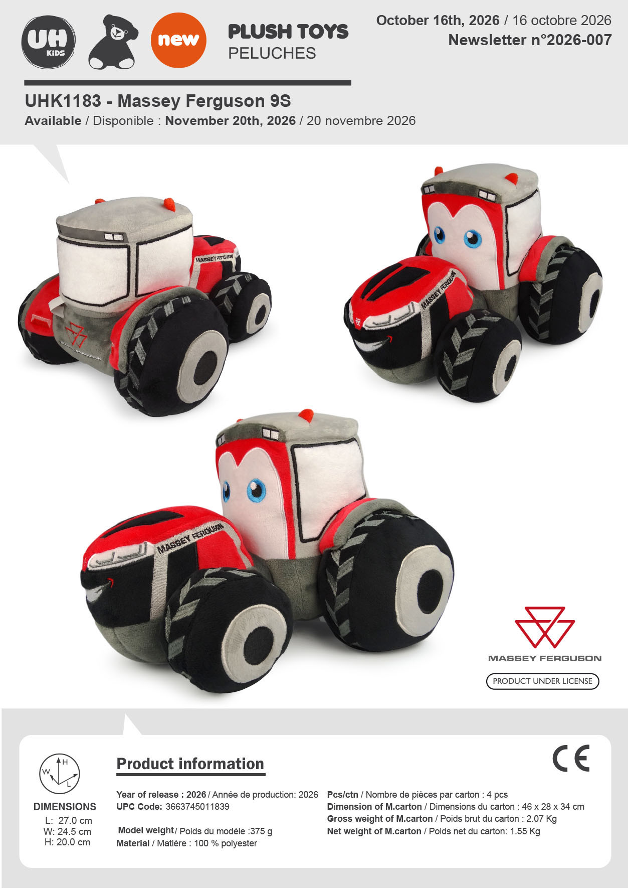 Massey Ferguson 9S Plüsch-Traktor