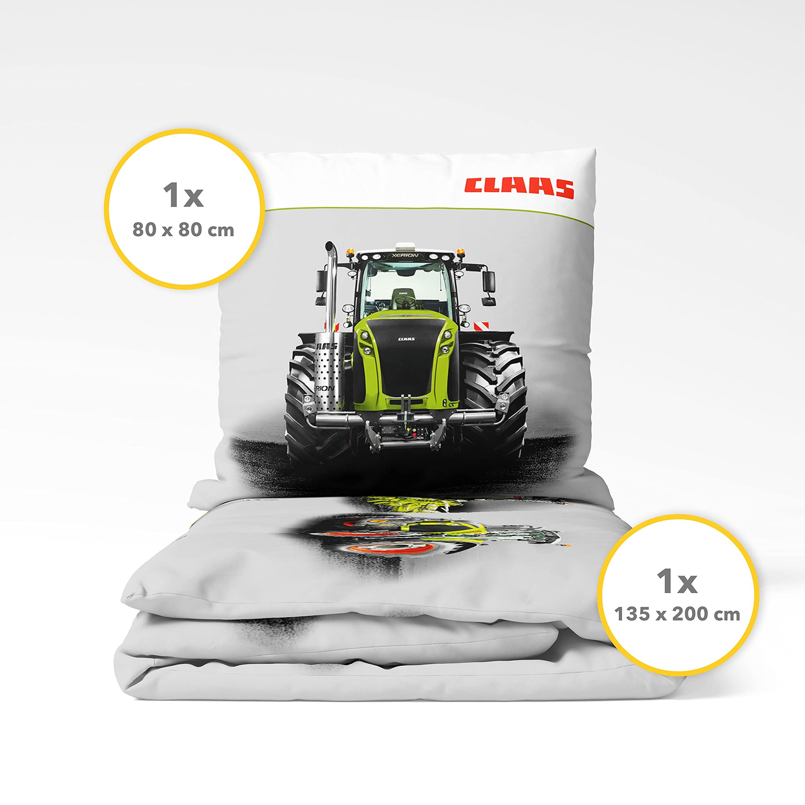 Claas Lexion, Jaguar Xerion und Arion Bettwäsche (Biber) 2tlg. 135/200 cm 