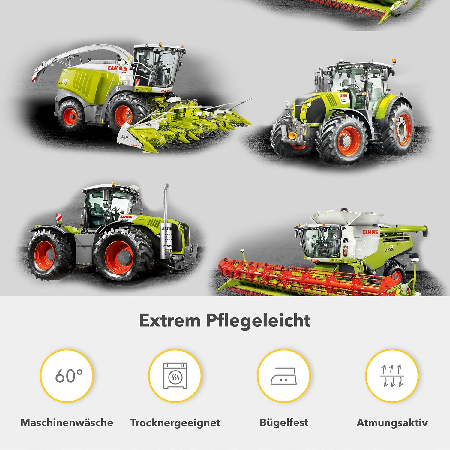 Claas Lexion, Jaguar Xerion und Arion Bettwäsche (Biber) 2tlg. 135/200 cm 