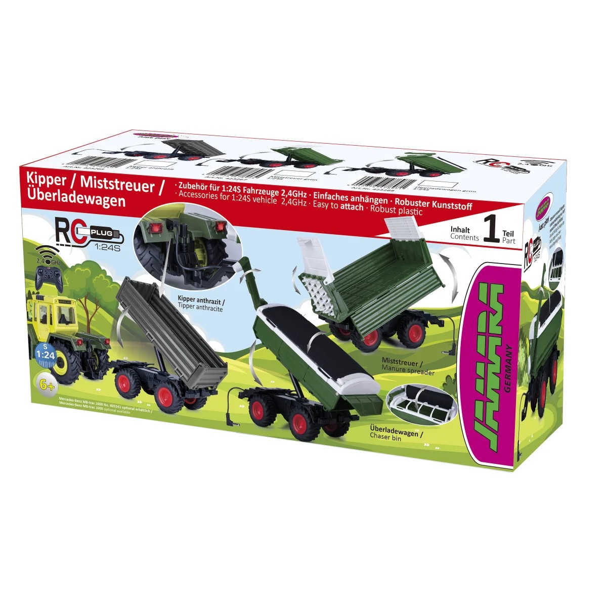 Überladewagen grün für RC-Traktor MB-trac 1000 1:24S