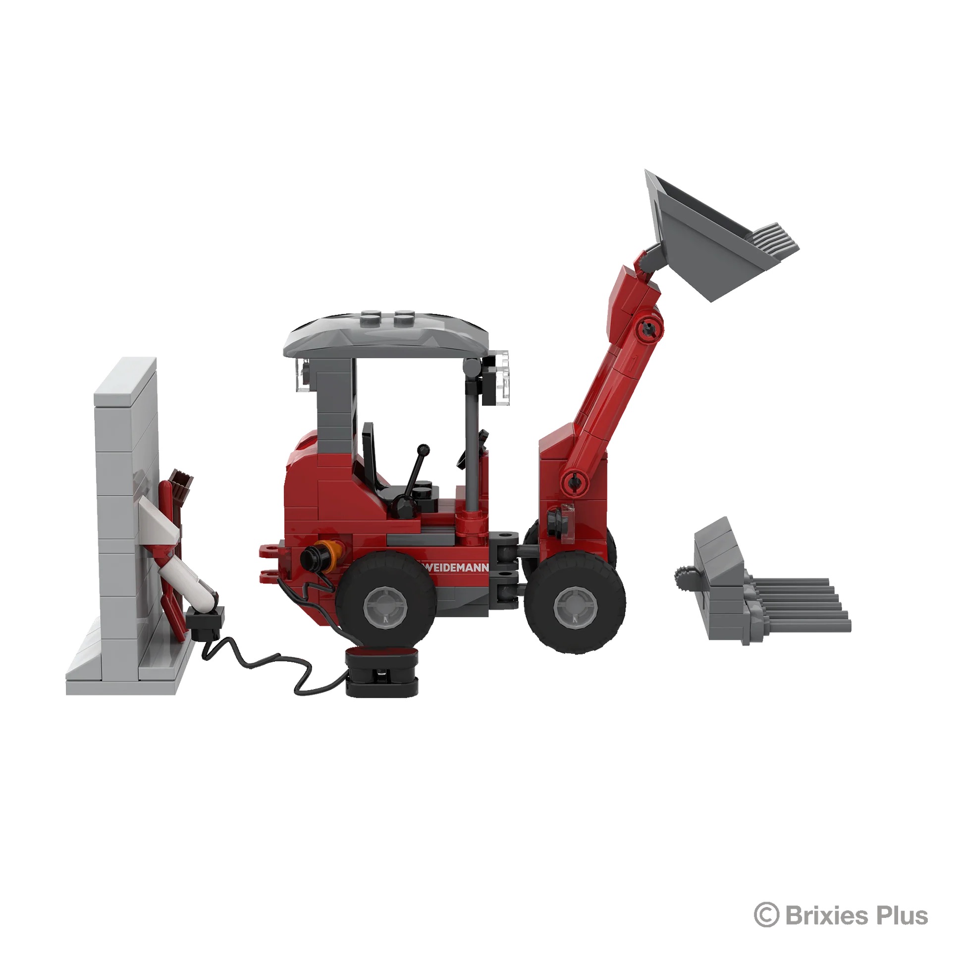 BRIXIES Plus Weidemann 1190e mit Wallbox und Schaufel Modell von Brixies Plus 1:32