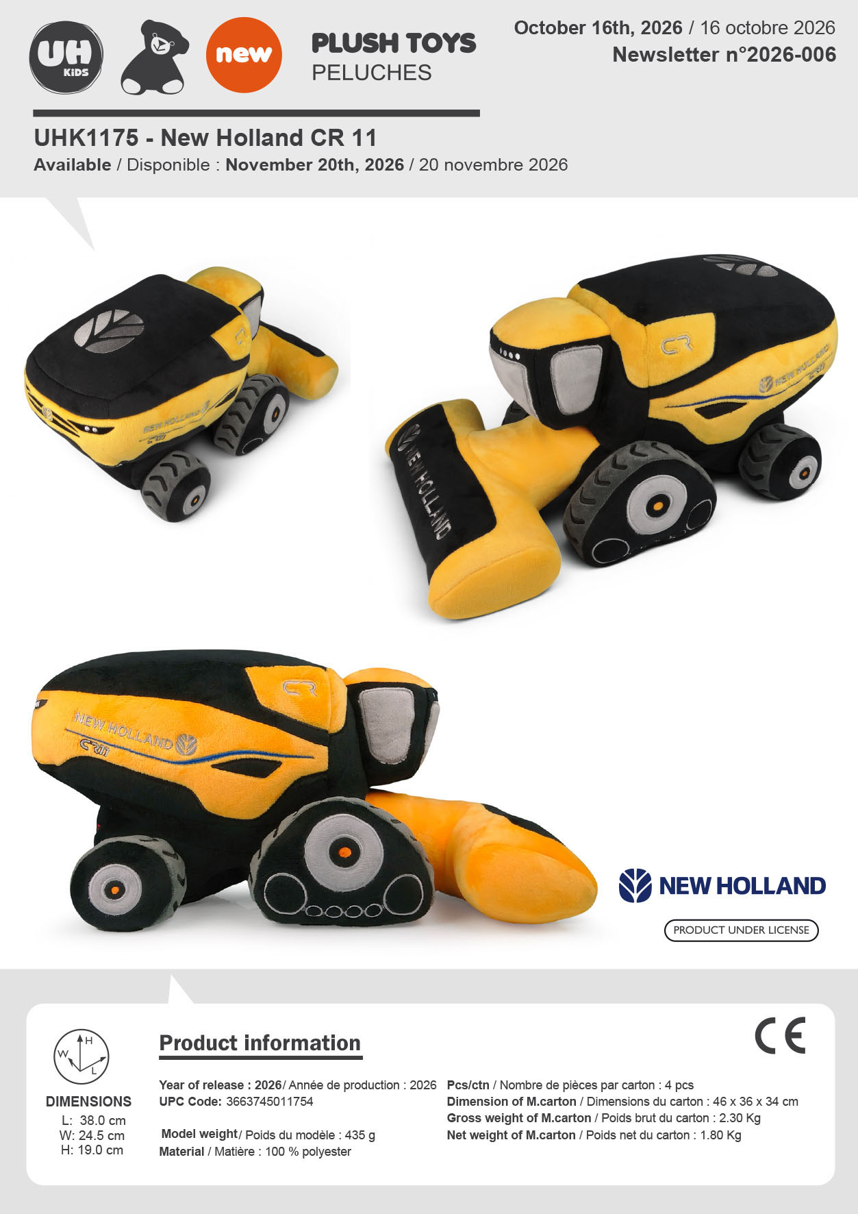 New Holland CR 11 Plüsch-Mähdrescher