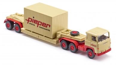MA76835-1 Artikelname: Tiefladesattelzug (Scania 111) "Pieper" Originalhersteller: Scania von Wiking im Maßstab: 1:87 Hersteller-Nr: 050306