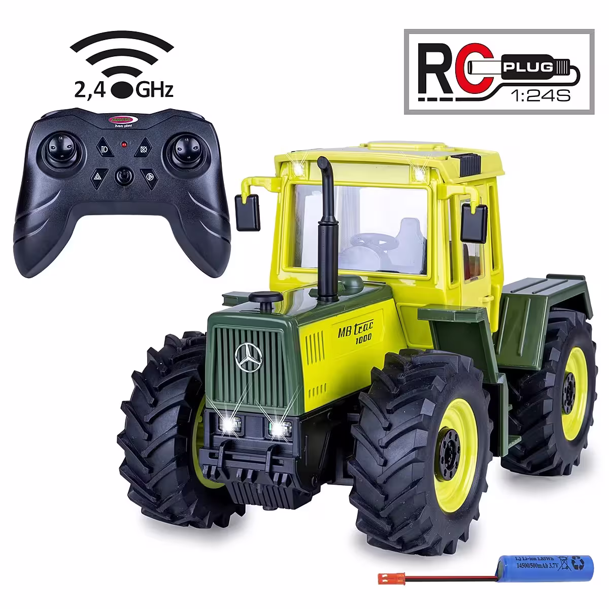 MA76143-1 Artikelname: Mercedes-Benz MB-trac 1000 1:24S 2,4 GHz Originalhersteller: Mercedes-Benz Modelltyp: Trac von Jamara im Maßstab: 1:24 Hersteller-Nr: 405341