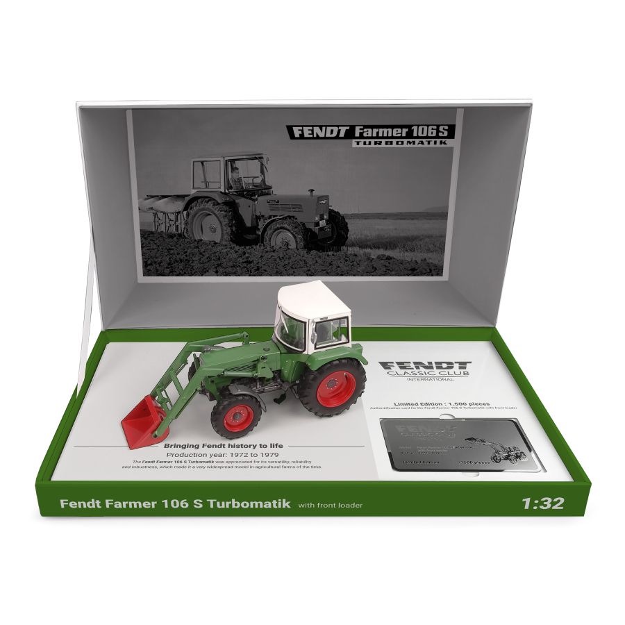 MA77120-1 Artikelname: Fendt Farmer 106 S Premium Collectors’ Club Limited Edition Originalhersteller: Fendt Modelltyp: 926 Vario im Maßstab: 1:32 Hersteller-Nr: X991025307000