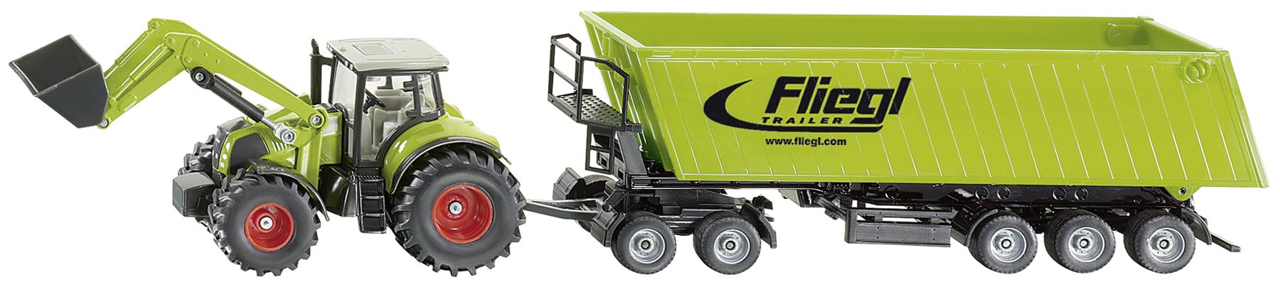 Claas Traktor mit Frontlader - Dolly und Fliegl Muldenkipper Modell von Siku 1:50