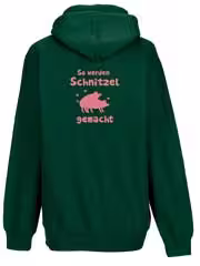 Kapuzenjacke „So werden Schnitzel gemacht“ (grün) eilbote-onlineshop - Agrarfox