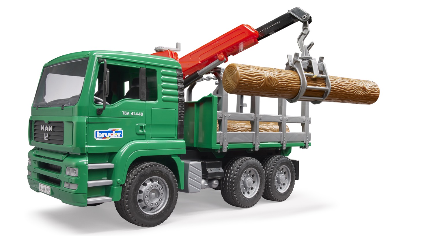 MAN Holztransport-LKW mit Ladekran und 3 Baumstämmen