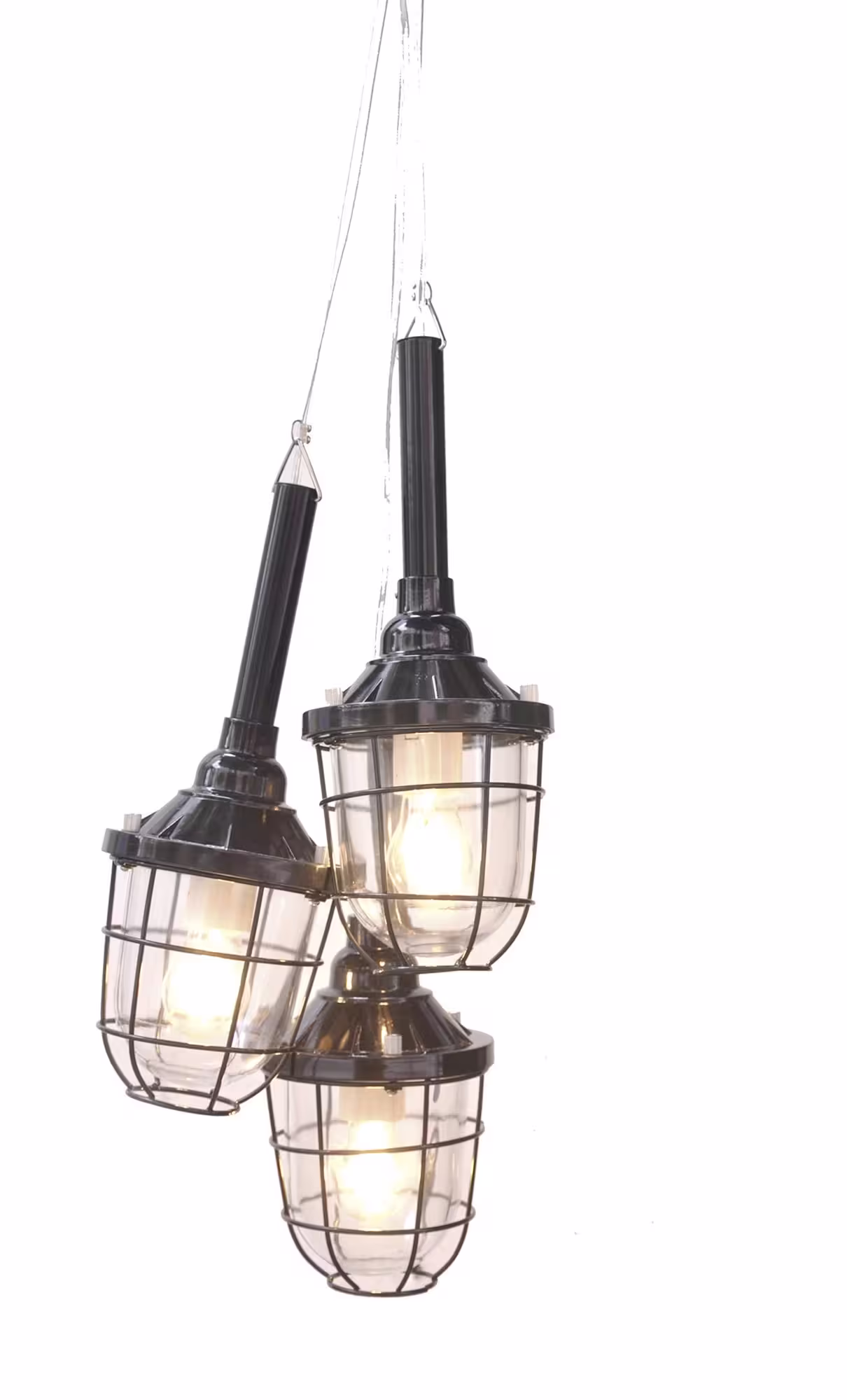Design-Hängelampen-Trio mit Glasschutz schwarz eilbote-onlineshop - Agrarfox
