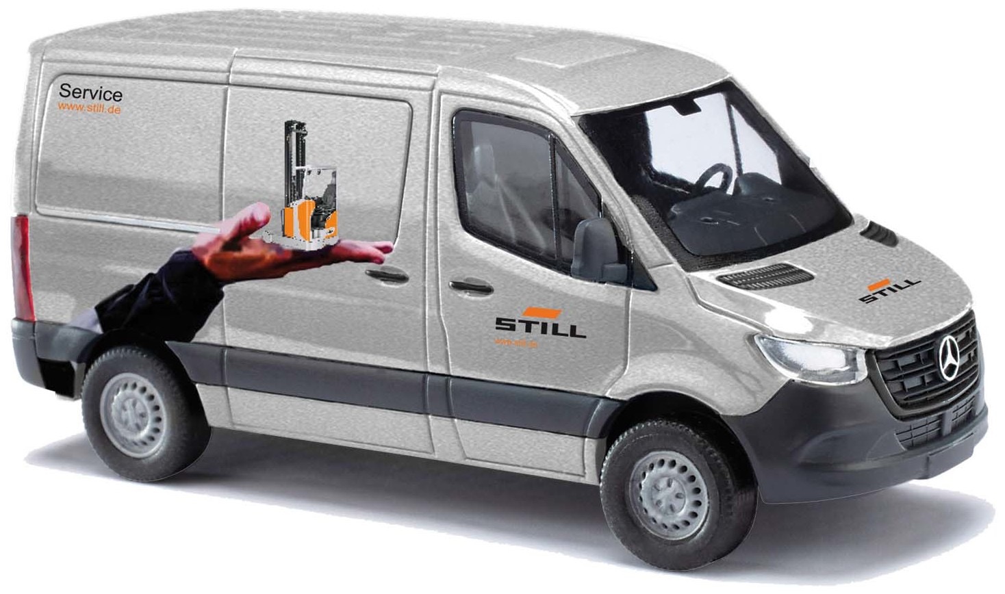 Mercedes-Benz Sprinter Kasten kurz Bj.2018  Still Services silber Modell von Busch 1:87
