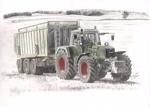 Kunstdruck Fendt 930 Vario mit Demmler Tridem Silierprofi eilbote-onlineshop - Agrarfox