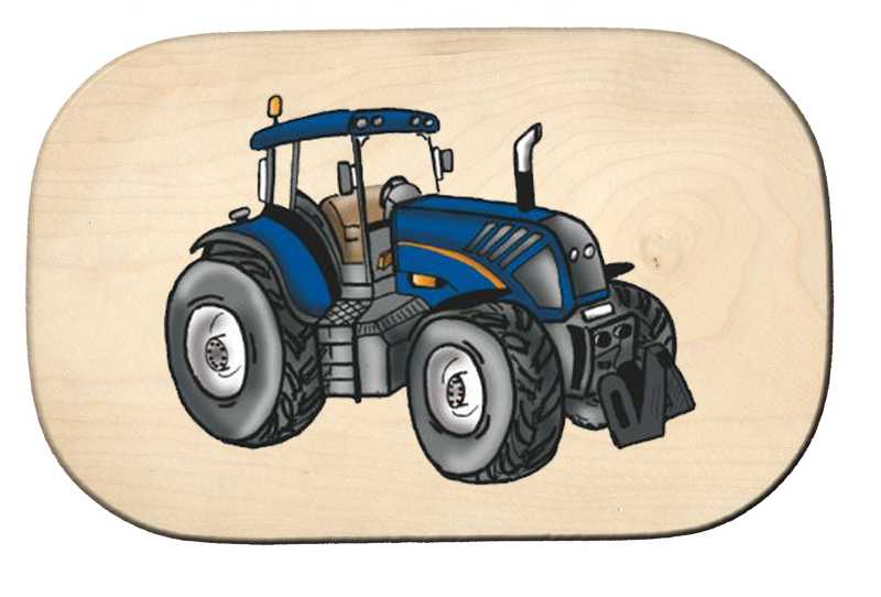 Frühstücksbrett Traktor modern blau