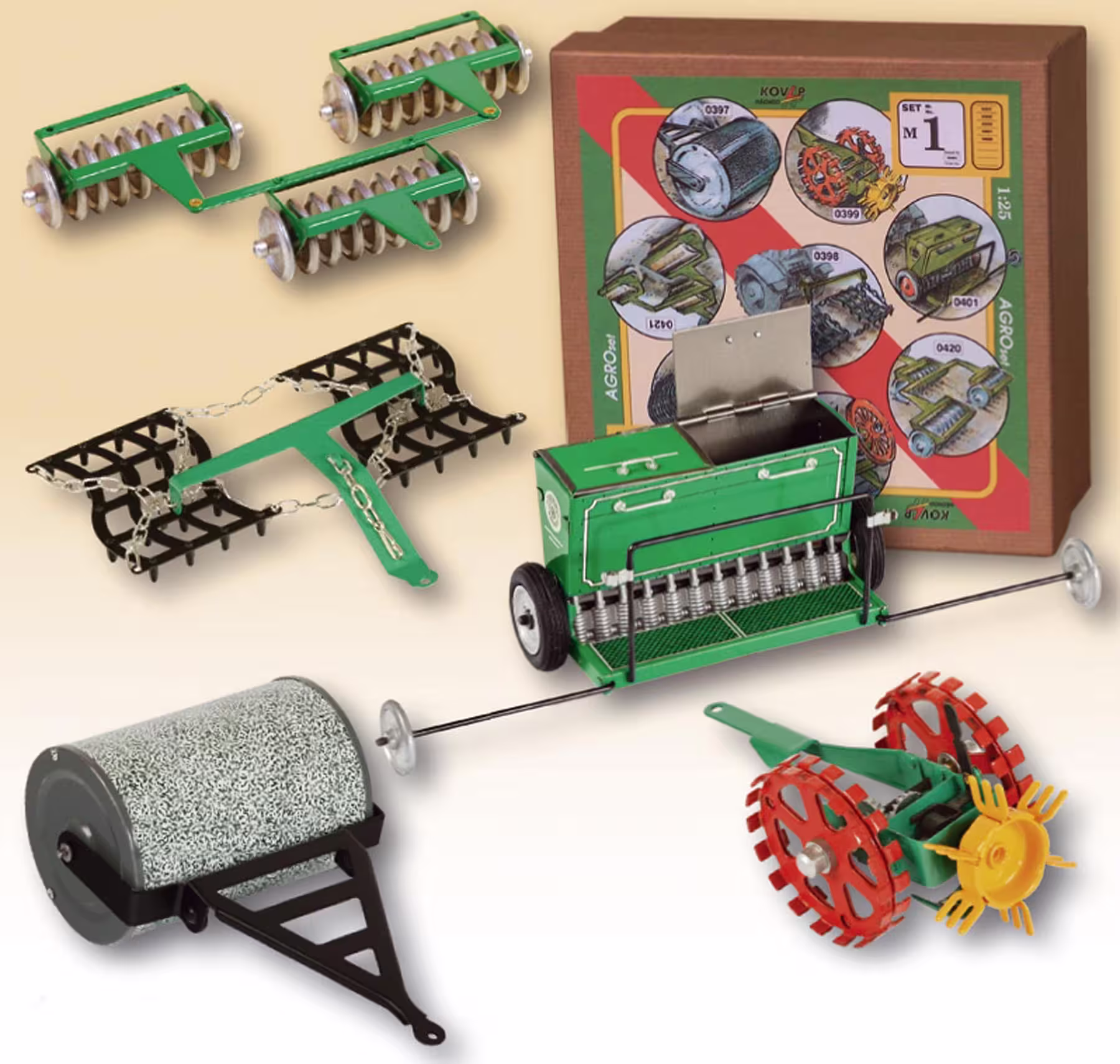 Agroset M1 (Ackerset) 5 Geräte Modell von Kovap 1:25 eilbote-onlineshop - Agrarfox