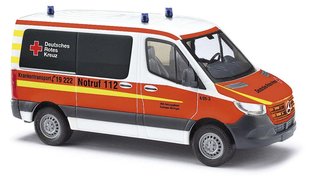 MB Sprinter kurz DRK Esslingen-N&uuml;rtingen Modell von Busch 1:87