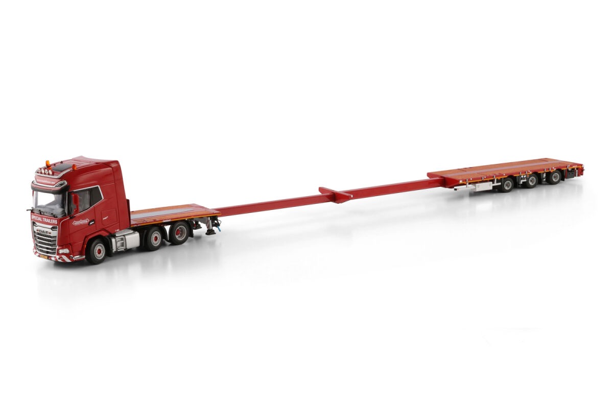 Nooteboom Red Line DAF XG+ MY25 6x2 Flachbett mega Anhänger Modell von Wsi Models 1:50