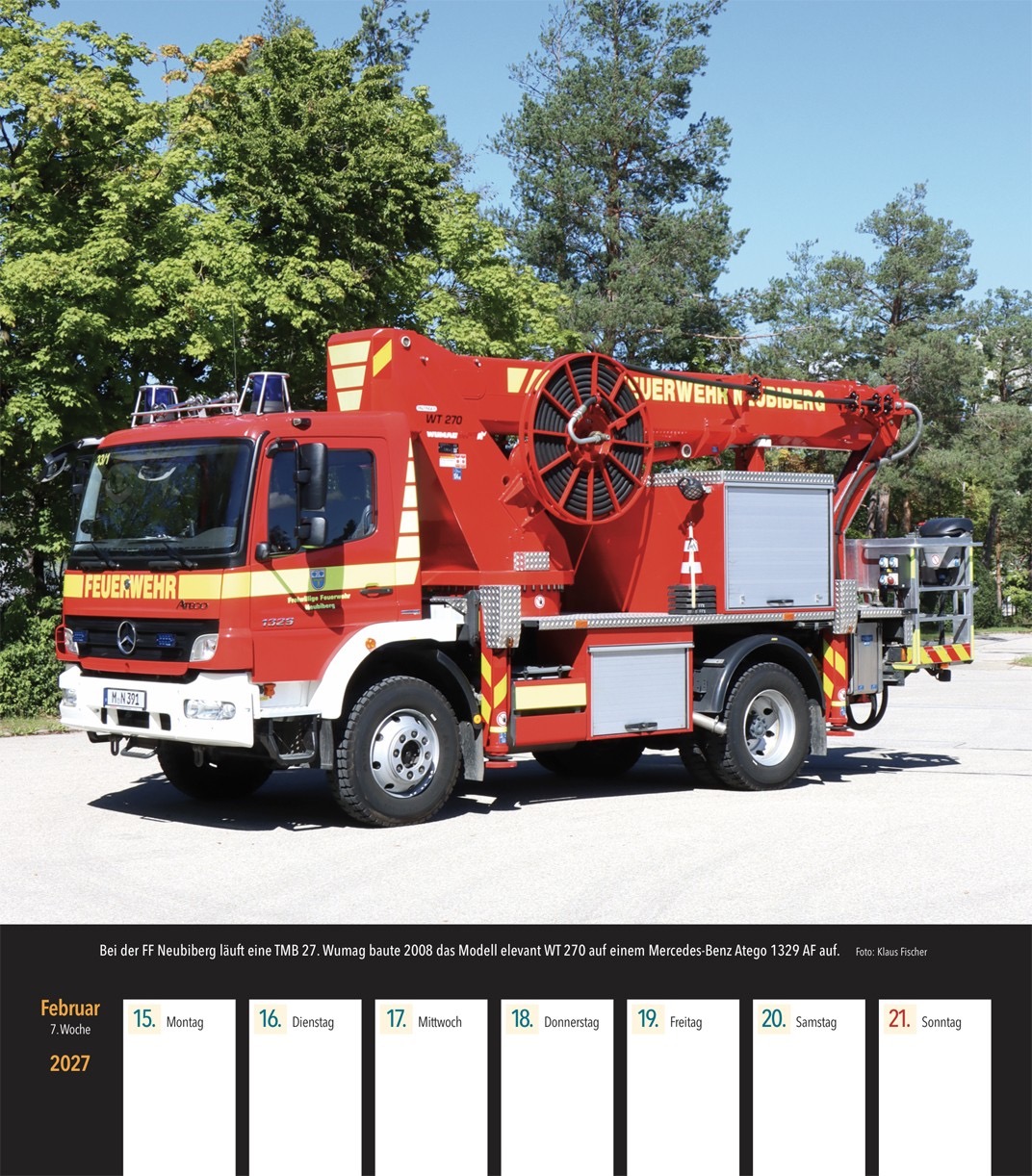 Feuerwehrfahrzeuge Wochenkalender 2027