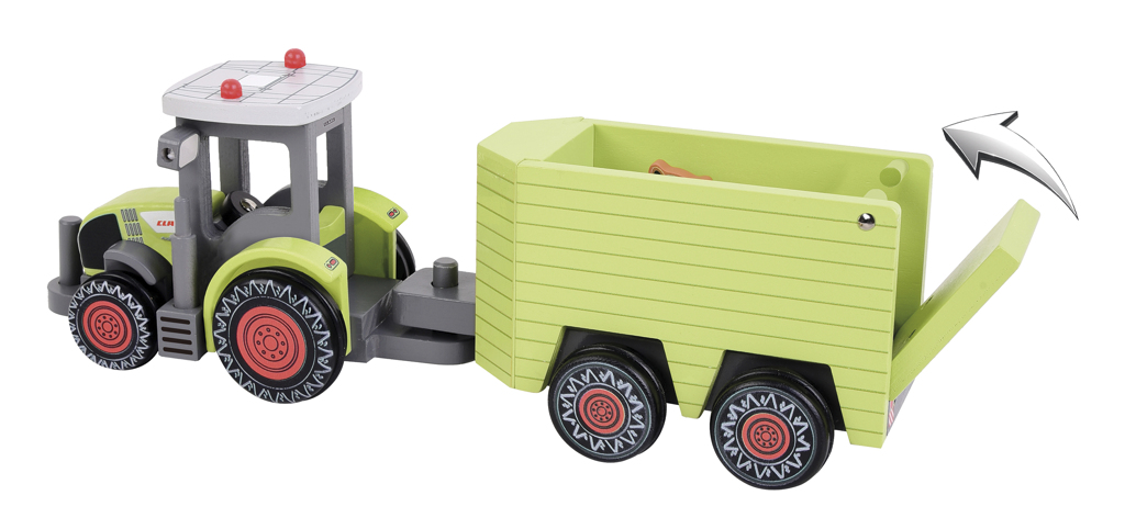 Claas Kids Axion 870 Traktor mit Viehanhänger aus Holz