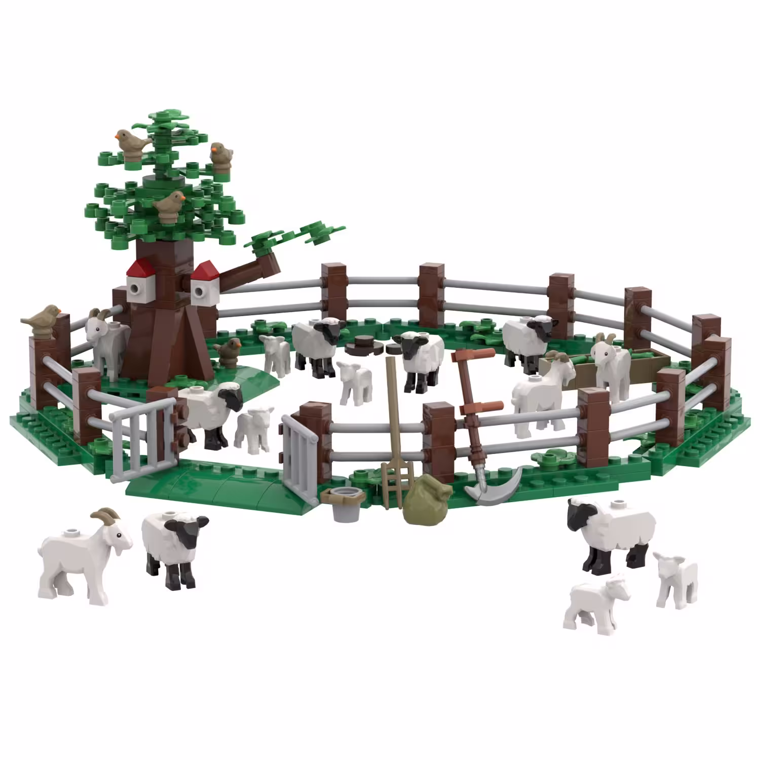 KA76064-1 Artikelname: brickbuur Schafweide mit Zubehör Originalhersteller:  von brickbuur Kids im Maßstab: 1:32 Hersteller-Nr: 735445715782