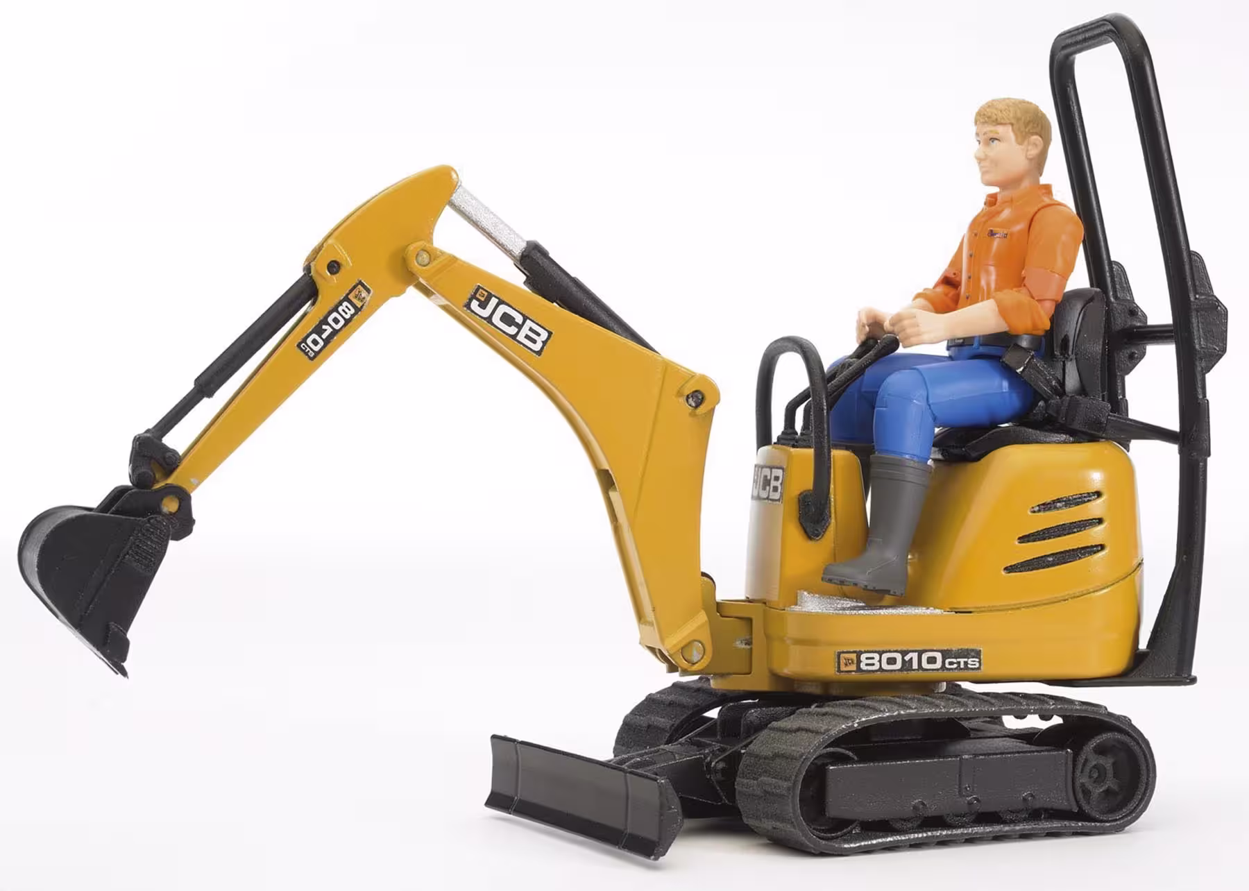 JCB Mikrobagger 8010 CTS und Bauarbeiter (Kleidungsfarben gemischt sortiert) Modell von Bruder bworld  eilbote-onlineshop - Agrarfox