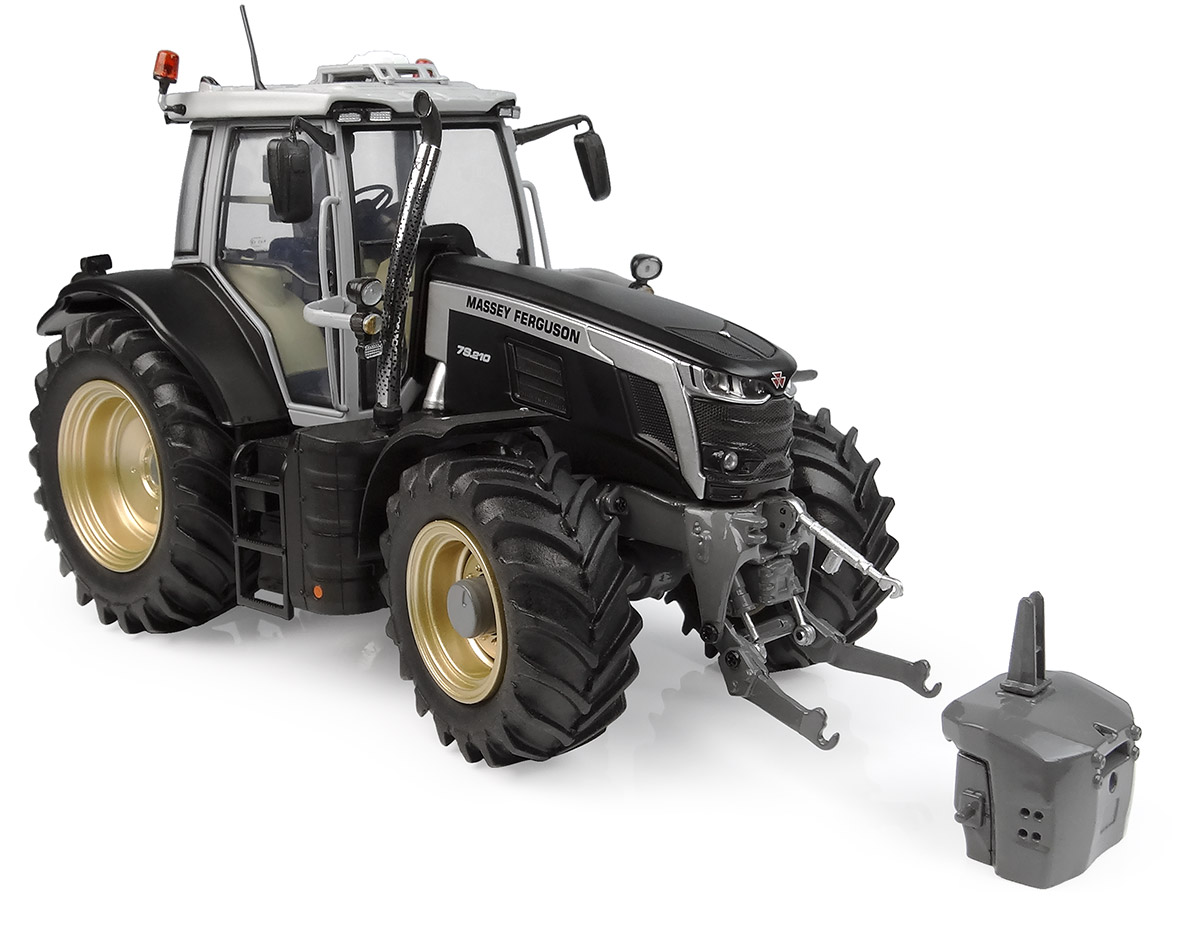 Massey Ferguson 7S.210 matt schwarz mit goldenen  Felgen Modell von Universal Hobbies 1:32