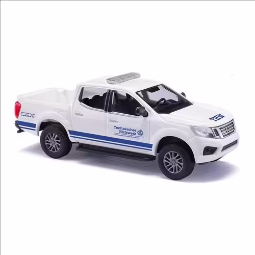Nissan Navara THW Bad Homborg Bj. 2015 weiss  Modell von Busch 1:87 eilbote-onlineshop - Agrarfox