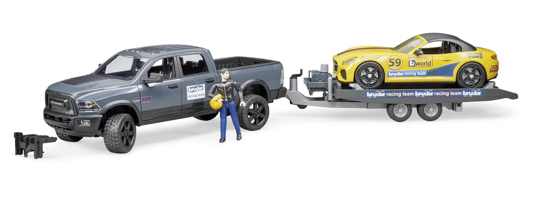 RAM 2500 Power Wagon und Bruder Roadster Racing Team Modell von Bruder 1:16