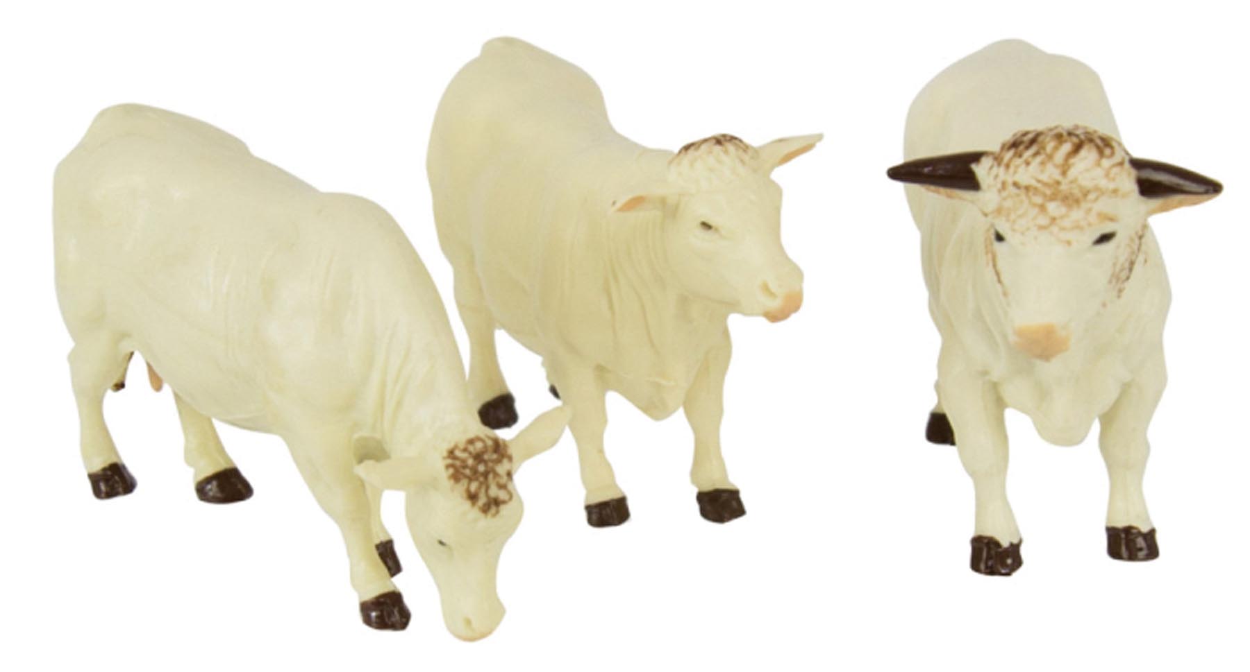 Charolais Rinder 2 Kühe und 1 Bulle  Modell von Britains 1:32
