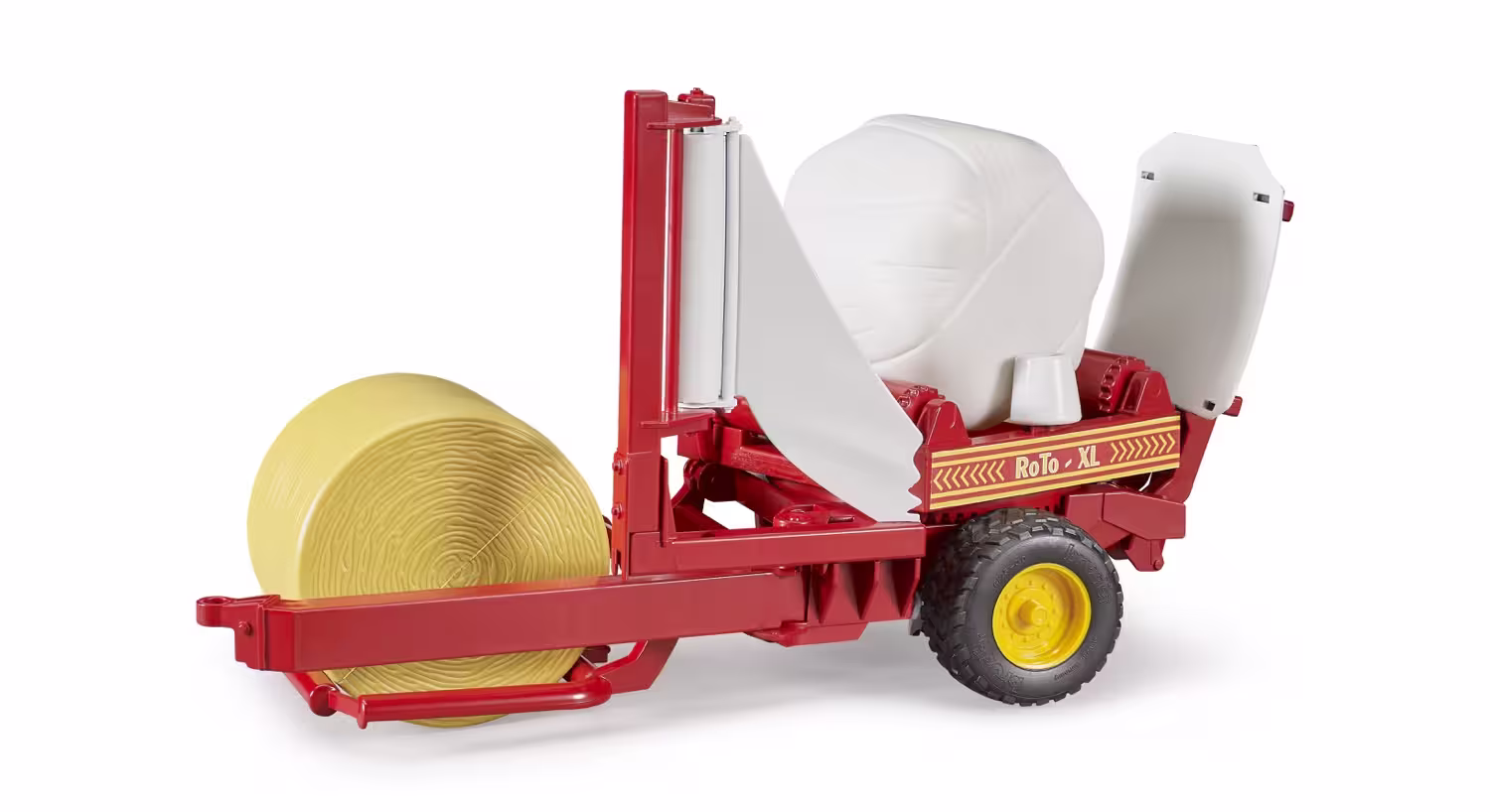 Ballenwickler mit ockerbraunem und weissen Rundballen Modell von Bruder 1:16 eilbote-onlineshop - Agrarfox