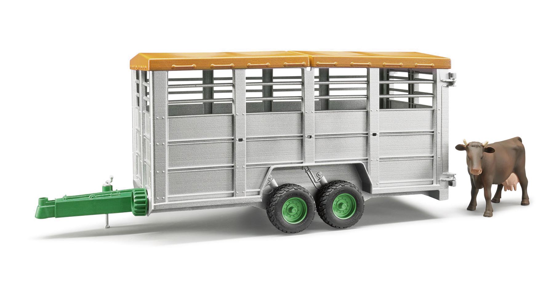 Viehtransportanhänger mit 1 Kuh Modell von Bruder 1:16
