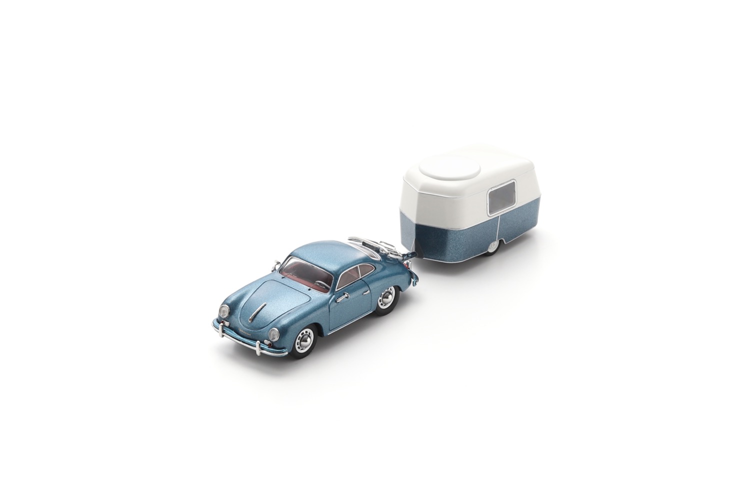 Porsche 365 Coupe mit Eriba Campingtrailer Modell von Schuco 1:18