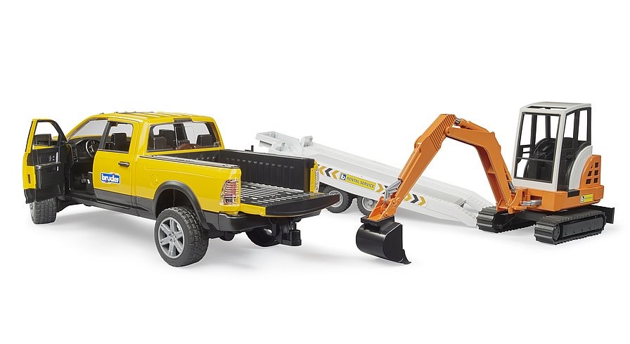 RAM 2500 Power Wagon Rental Service mit Anhänger und Minibagger