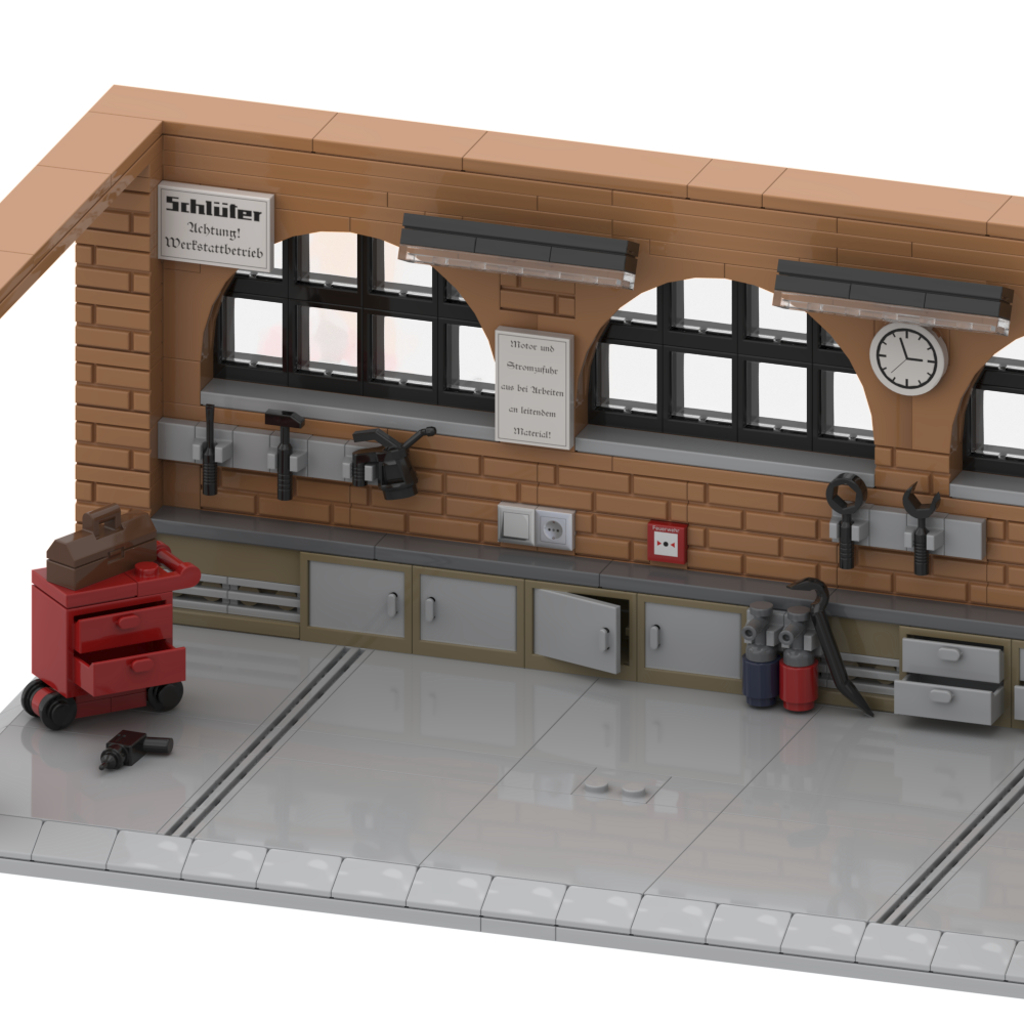 Schlüter Werkstatt Diorama für Traktoren Bausatz mit Klemmbausteinen
