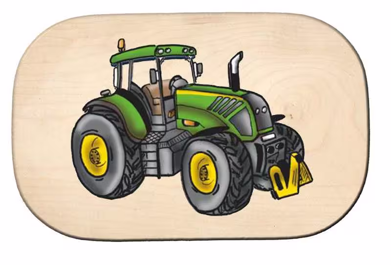 Frühstücksbrett Traktor modern grüngelb-1