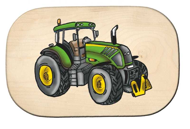 Frühstücksbrett Traktor modern grün/gelb