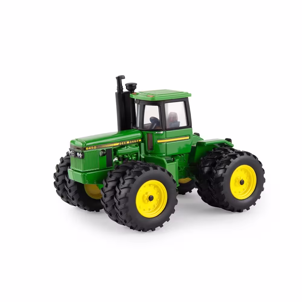 MA76749-1 Artikelname: John Deere 8450 mit Zwillingsbereifung Originalhersteller: John Deere Modelltyp: 8450 von Ertl im Maßstab: 1:64 Hersteller-Nr: 45998