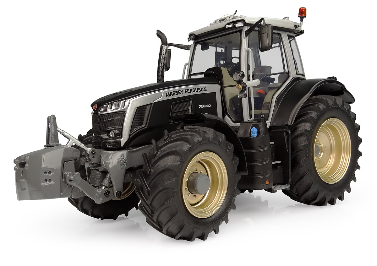 Massey Ferguson 7S.210 matt schwarz mit goldenen  Felgen Modell von Universal Hobbies 1:32