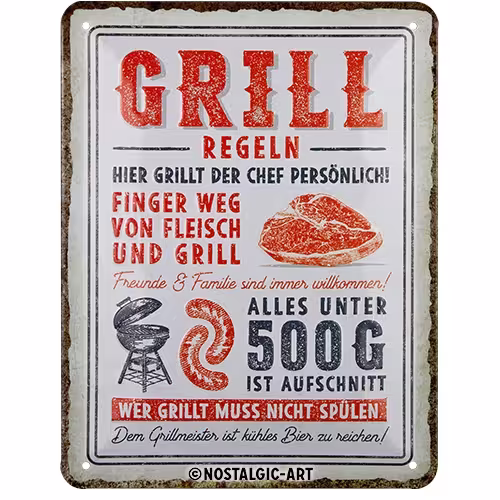 Blechschild Grill Regeln 15 x 20 cm eilbote-onlineshop - Agrarfox