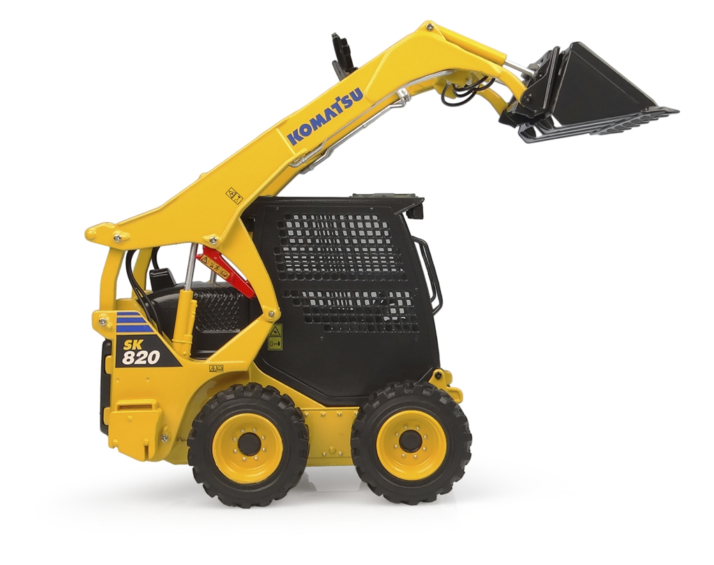 Komatsu SK820 mit Frontschaufel und -gabel Modell von Universal Hobbies 1:25