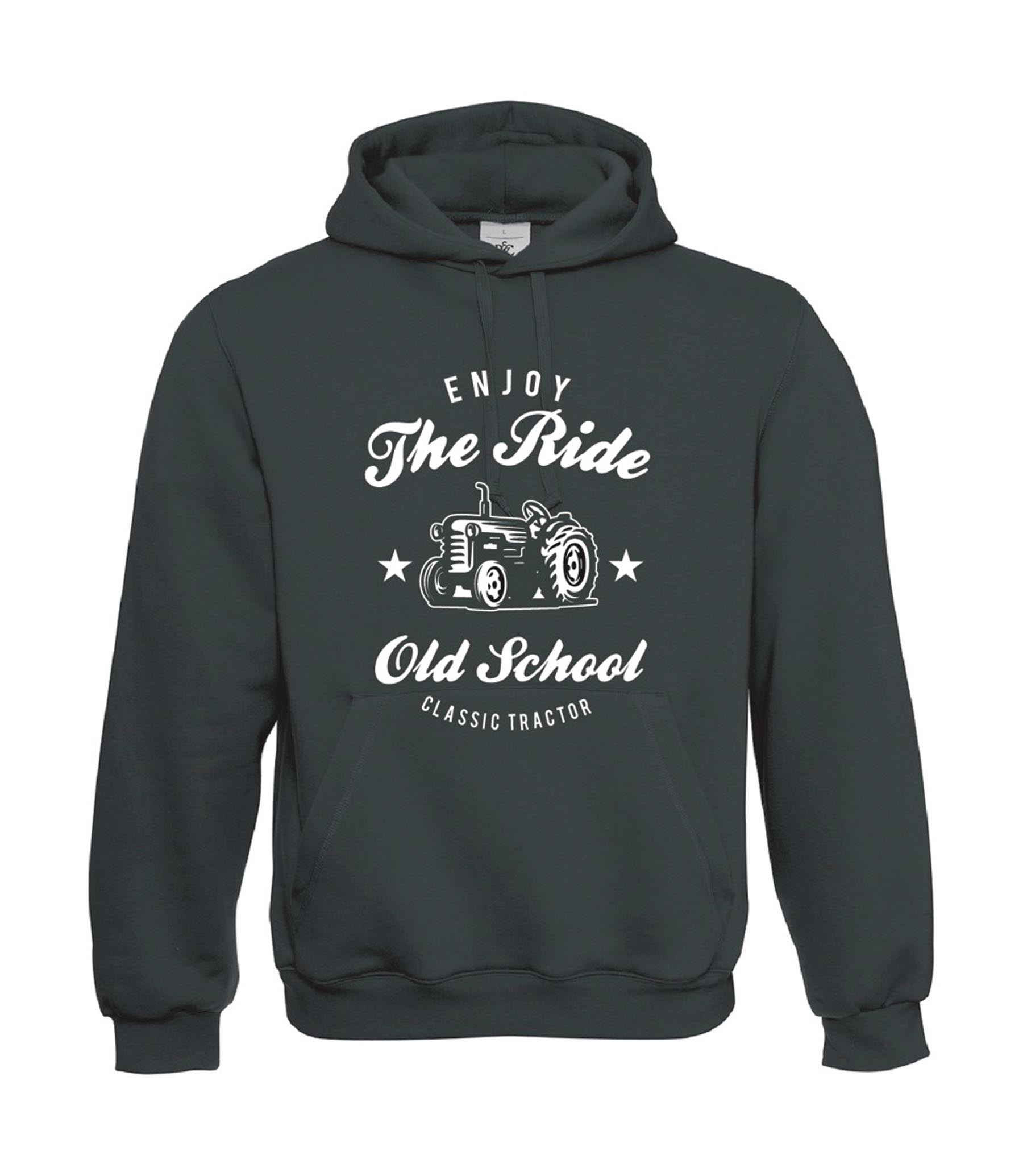 Kapuzenpullover (Hoodie) „Enjoy The Ride Old School“ (schwarz) Größe S